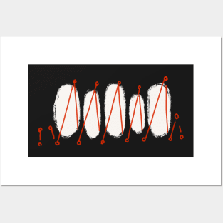Stitches red and white t shirt Posters and Art